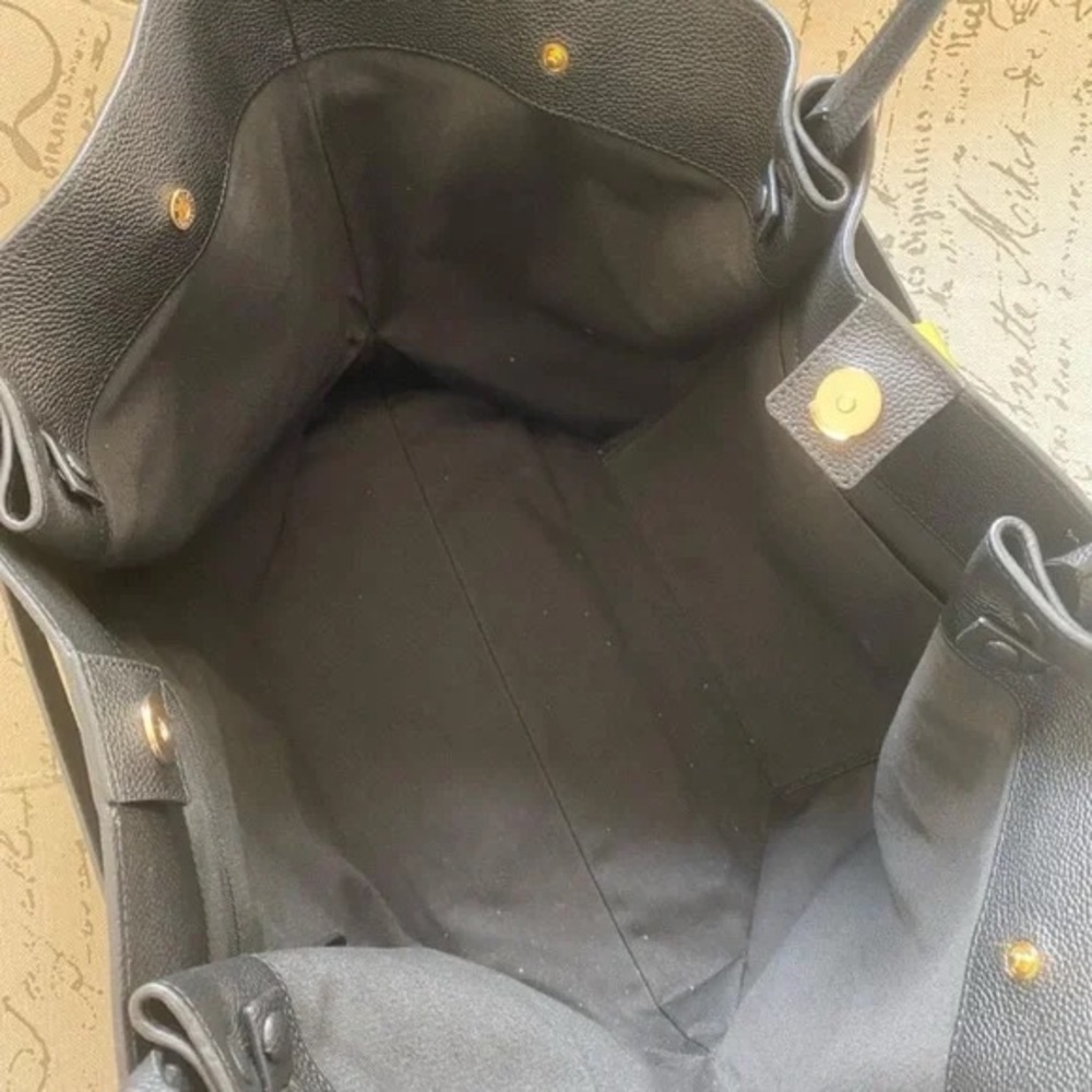 DeMellier Black Leather Tote with Gold Accent - Picture 3 of 5